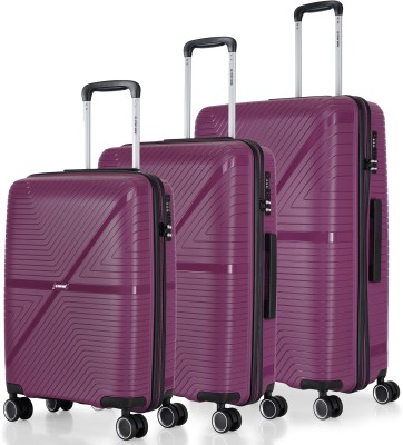 Stony Brook by Nasher Miles Axis Hard-Sided Polypropylene Set of 3 Wine Purple Trolley Bags (55, 65 & 75cm) Cabin & Check-in Set - 28 inch