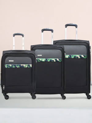 ARISTOCRAT Commander 4W Strolly of 3 (CSmall 59cm | Medium 68cm | Large 78cm)+Black Expandable  Cabin & Check-in Set 4 Wheels - 31 Inch