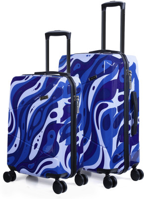 NASHER MILES Printed Trolley Bag (55 & 65 Cm) Cabin & Check-in Set 8 Wheels - 24 inch