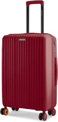 NASHER MILES Pondicherry Hardside Polypropylene Maroon Trolley Check-in Suitcase 8 Wheels - 24 inch