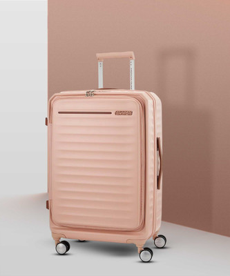AMERICAN TOURISTER Frontec Spinner Double Optimov Shock Absorption Wheel,TSA Lock and USB Port Expandable  Cabin Suitcase 4 Wheels - 21 inch