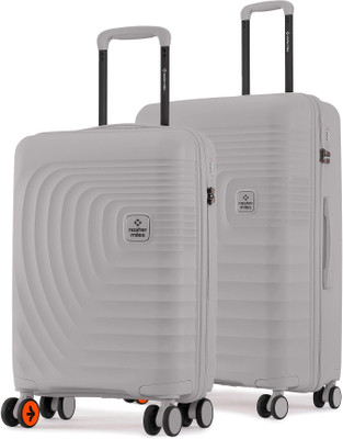 NASHER MILES Boston Hard-Sided Polypropylene Luggage Set of 2 Grey Trolley Bag(55 & 65 cm) Cabin & Check-in Set 8 Wheels - 24 inch