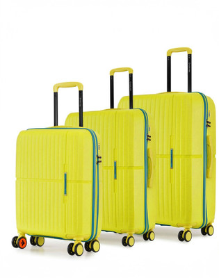 NASHER MILES Springfield HardSide Polypropylene Luggage 3 Green TrolleyBag(55,65&75cm) Cabin & Check-in Set 8 Wheels - 28 inch