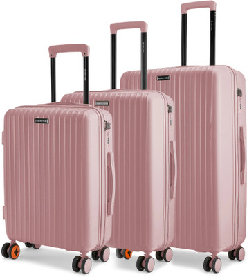 NASHER MILES Pondicherry Hardside Polypropylene Rose Gold Trolley (55, 65 & 75 cm) Cabin & Check-in Set 8 Wheels - 28 inch