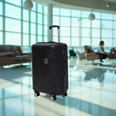SWISS MILITARY MILESPRO Hard Top Travel Luggage Polypropylene Push Button Trolley Bag 8 Wheels Check-in Suitcase 8 Wheels - 24 inch