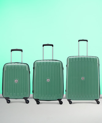 ARISTOCRAT Hard Body Set Of 3 Luggage 4 Wheels – Armstrong 3P Set (Cabin+Medium+Large) – Trolley Bag – Green For Rs. 3647 @ 87 %