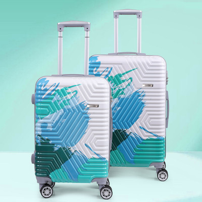 JACY LONDON Hard Sided PC 8 Wheel Spinners, with Telescopic Steel Trolley and Number Lock Cabin & Check-in Set 8 Wheels - 26 inch