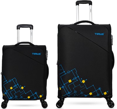 Timus Flash Plus 58cm&68 cm-Soft Luggage Trolley Bags Combo Set 2 Soft Spinner Wheels Expandable  Cabin & Check-in Set 8 Wheels - 28 inch