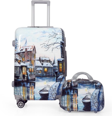 POLO CLASS 28 inch Trolley Bag with 1pc Vanity Cabin Suitcase 4 Wheels - 40 inch