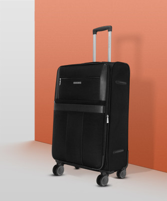 NASHER MILES Toledo Expander Soft-Sided Polyester Check-In Luggage Black 24 inch |65cm Trolley bag Expandable  Check-in Suitcase 4 Wheels - 24 inch