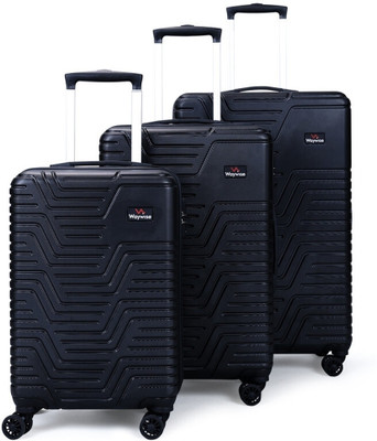WAYWISE Smart Hard Polycarbonate Trolley Bag With Attached Weighing Scale handle Cabin & Check-in Set 8 Wheels - 28 inch