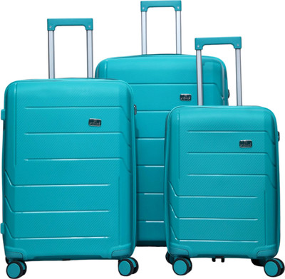 STONNOR Hard Body Set of 3 Luggage, Unbreakable Polypropylene 8 Wheel Spinners Cabin & Check-in Set 8 Wheels - 28 inch