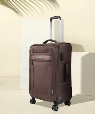 NASHER MILES Berlin Expander soft-sided Polyester Check-In Luggage Brown 24 inch |65cm Trolley bag Expandable  Check-in Suitcase 4 Wheels - 24 inch