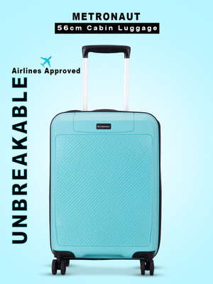 METRONAUT 22 inch Sky Blue Premium PP Hard-Sided Polypropylene Luggage Trolley Bag Cabin Suitcase 8 Wheels - 20 inch