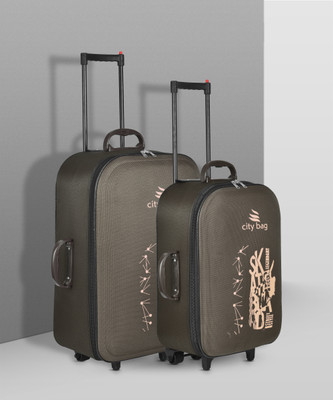 CITY BAG Medium Cabin Luggage (61 & 51 cm) - Expandable Polyester Check-In Soft Case Trolley Bag/Suitcase With ,3 Wheels Cabin & Check-in Set 3 Wheels - 24 inch