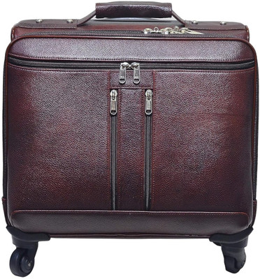 SoulCase 4 Wheel Genuine Leather 15.6 Laptop Travel Roller Case Expandable  Overnighter & Briefcase 4 Wheels - 20 inch