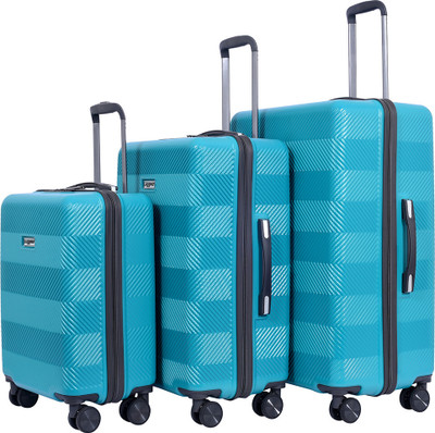Luggero ASTRO Light-Weight & Durable Polycarbonate S GREEN Hard Luggage Cabin & Check-in Set 8 Wheels - 28 inch