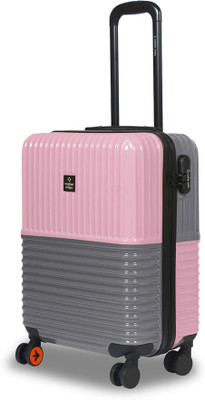 NASHER MILES Istanbul Hard-Sided ABS and PC Cabin Luggage Pink and Grey 55cm Trolley Bag Cabin Suitcase 8 Wheels - 20 inch