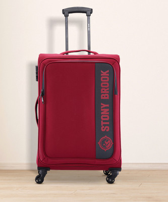Stony Brook by Nasher Miles Classic Soft-Sided Polyester Check-in Luggage Red 24 inch |65cm Trolley Bag Check-in Suitcase 4 Wheels - 24 inch
