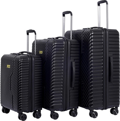WROGN Vivid Light-Weight & Durable Polycarbonate Black Hard Luggage Cabin & Check-in Set 8 Wheels - 28 inch