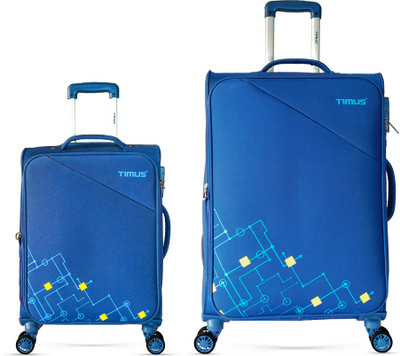 Timus Flash Plus 58cm&68 cm-Soft Luggage Trolley Bags Combo Set 2 Soft Spinner Wheels Expandable  Cabin & Check-in Set 8 Wheels - 28 inch