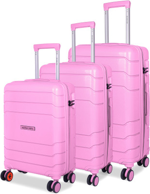 NASHER MILES Lisbon HardSided Polypropylene Check-in Luggage Rose Pink TrolleyBag(55,65&75Cm) Cabin & Check-in Set 8 Wheels - 28 inch