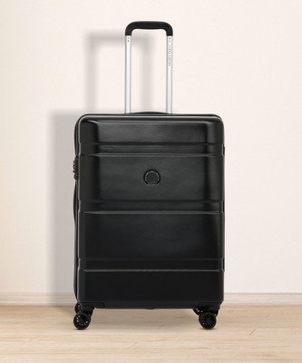 DELSEY PARIS Airship 3.0 Polycarbonate 55 cm 4 Double Wheels Black Hard Luggage Trolley Bag Cabin Suitcase 8 Wheels - 22 Inch