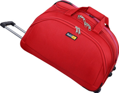 SKYLINE (Expandable) Polyester 42 Ltrs Red Travel Duffle Trolley Bag/Cabin Multipurpose Bag Duffel With Wheels (Strolley)
