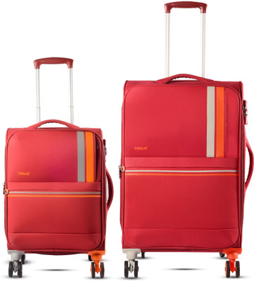 Timus Sportive 58cm 68cm Soft Luggage Trolley Bags Combo Set of 2 for Men and Women Expandable  Cabin & Check-in Set 4 Wheels - 24 inch