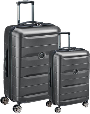 DELSEY Comete Polycarbonate Black (Large+Cabin) Combo Cabin & Check-in Set 4 Wheels - 31 inch