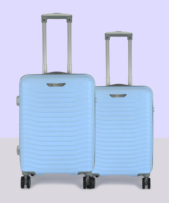 TrekLite Hard Sided,Combination Lock,8 Wheel Trolley Bag For Unisex-Ocean Blue Cabin & Check-in Set 8 Wheels - 24 inch