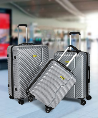 WROGN Vivid-Light-Weight & Durable Polycarbonate Silver Hard Luggage Check-in Suitcase 8 Wheels - 28 Inch