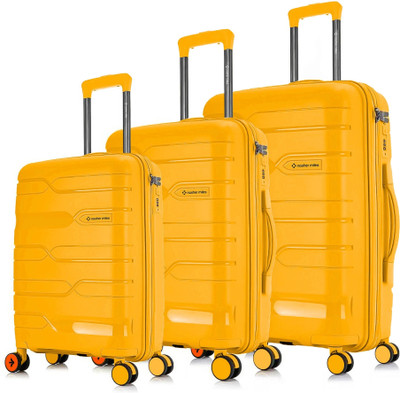 NASHER MILES Paris Hard-sided Luggage Set of 3 Yellow Trolley Bags (55, 65 & 75 Cm) Cabin & Check-in Set 8 Wheels - 28 inch