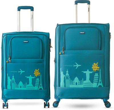 Timus Salsa Plus 68cm,78cm -Soft Luggage Trolley Bags Combo Set 2 Soft Spinner Wheels Expandable  Check-in Suitcase 8 Wheels - 30 inch