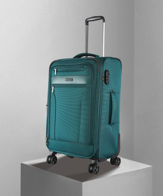 NASHER MILES Expander Soft-Sided Polyester Check-in Teal 65cm Trolley Bag Expandable  Check-in Suitcase 4 Wheels - 24 Inch