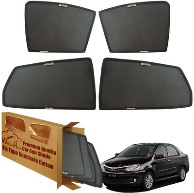 WolkomHome Side Window Sun Shade For Toyota Etios(Black)