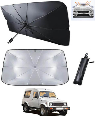RKPSP Windshield Sun Shade For Maruti Suzuki Gypsy(Silver, Black)
