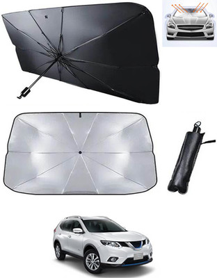 RKPSP Windshield Sun Shade For Nissan Universal For Car(Black, Silver)