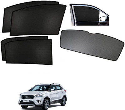 AuTO ADDiCT Side Window, Rear Window Sun Shade For Hyundai Creta(Black)