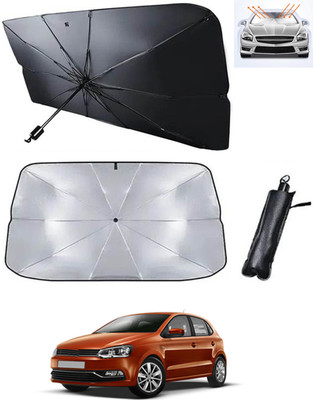 RKPSP Windshield Sun Shade For Volkswagen Polo(Black, Silver)