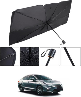RKPSP Windshield Sun Shade For Honda City(Black, Silver)