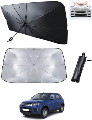 RKPSP Windshield Sun Shade For Maruti Suzuki Brezza(Black, Silver)