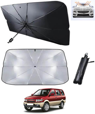 RKPSP Windshield Sun Shade For Chevrolet Tavera(Silver, Black)