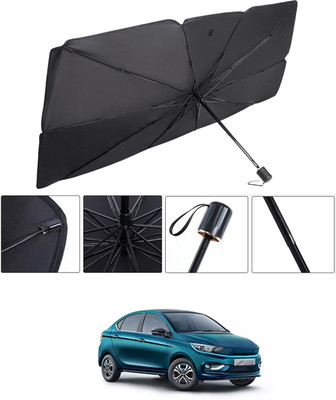 RKPSP Windshield Sun Shade For Tata Tigor EV(Black, Silver)