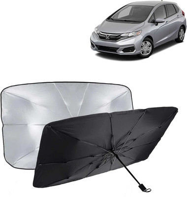 Kingsway Dashboard, Windshield Sun Shade For Honda Jazz(Black, Silver)