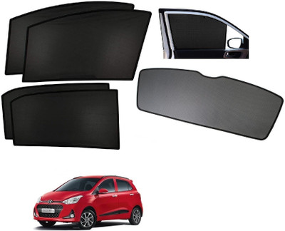 AuTO ADDiCT Side Window, Rear Window Sun Shade For Hyundai Grand i10(Black)