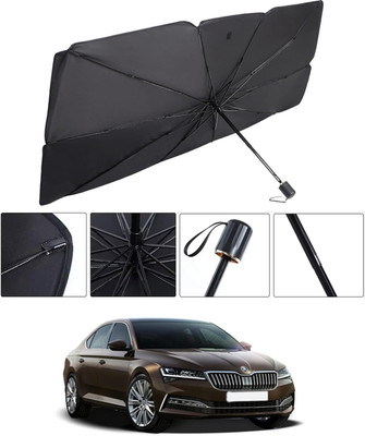RKPSP Windshield Sun Shade For Skoda Superb(Black, Silver)