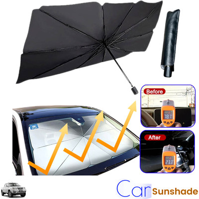 Rhtdm Windshield Sun Shade For Tata Xenon, Universal For Car(Black)