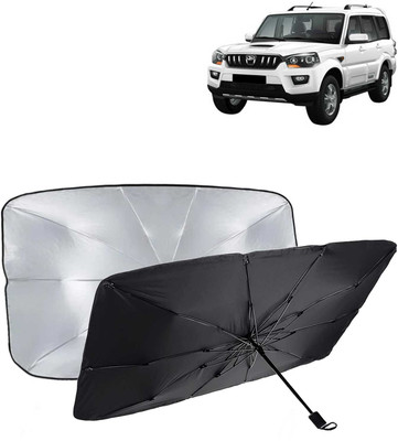 Kingsway Dashboard, Windshield Sun Shade For Mahindra Scorpio(Black, Silver)