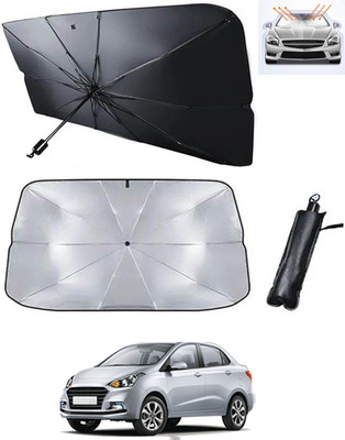 RKPSP Windshield Sun Shade For Hyundai Xcent(Black, Silver)